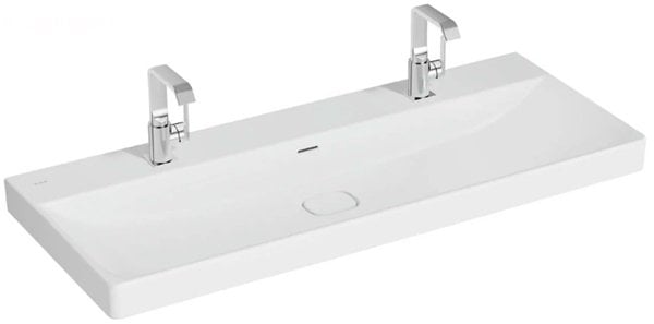 Vitra 7530B001-0001 Metropole Asma Lavabo Çift Armatür Delikli,120cm,Mat Beyaz.